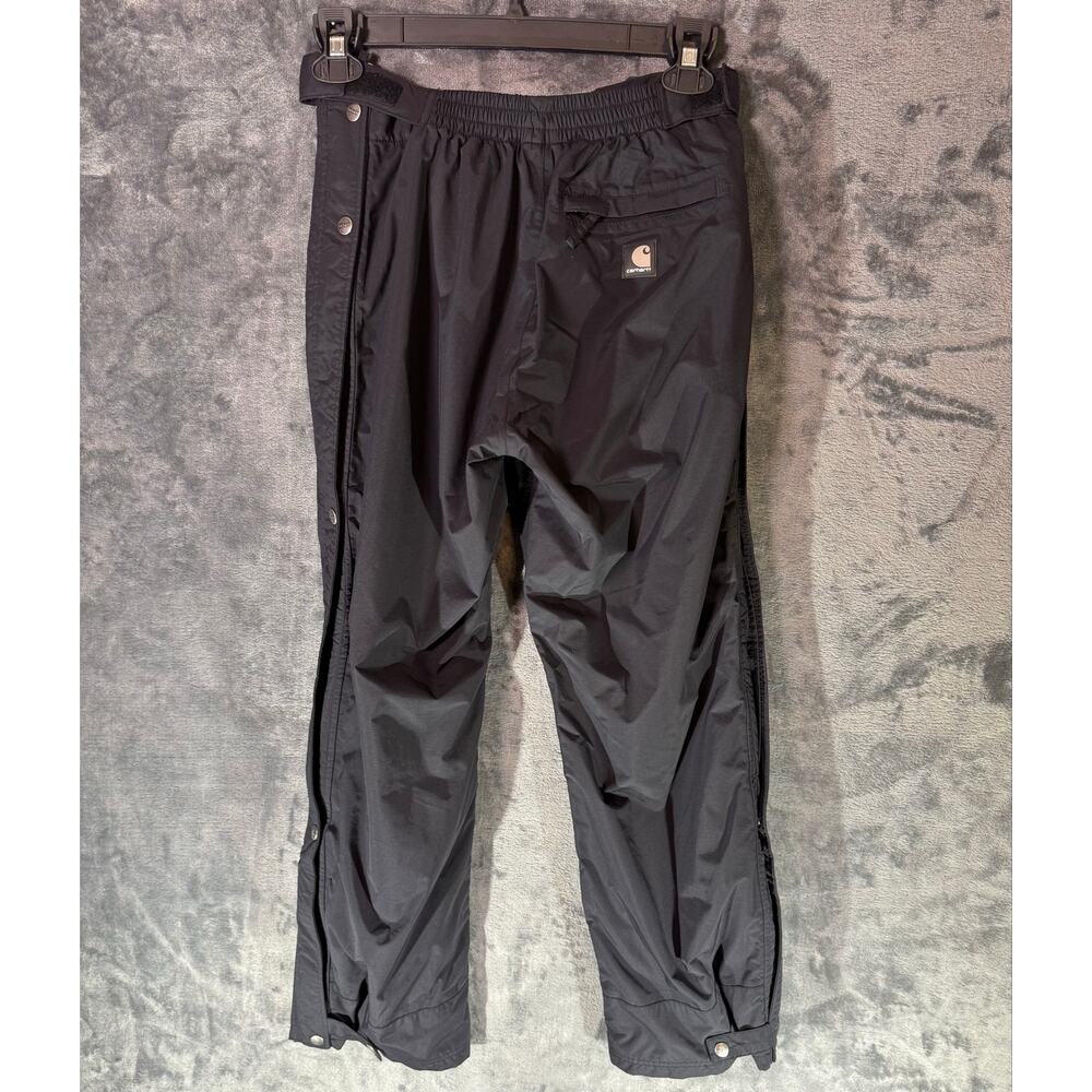 Carhartt Women Cascade Rain Pants S 4/6 Black Full Side Zip Waterproof 100064 - Picture 2 of 9